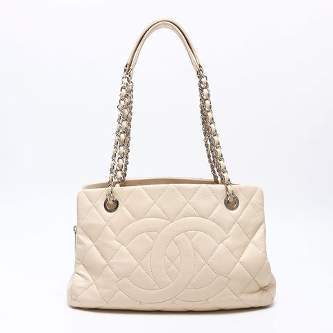 CHANEL 2011-2012 Caviar Skin COCO Mark Shoulder Bag beige WS13979