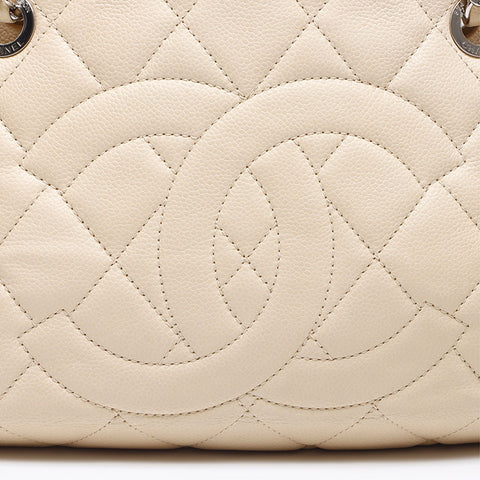 CHANEL 2011-2012 Caviar Skin COCO Mark Shoulder Bag beige WS13979