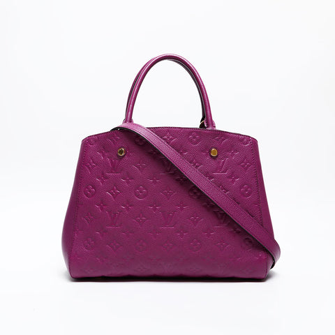 LOUIS VUITTON Monogram Montaigne MM Empreinte 2014 Shoulder Bag purple WS13980