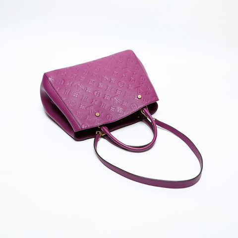 LOUIS VUITTON Monogram Montaigne MM Empreinte 2014 Shoulder Bag purple WS13980