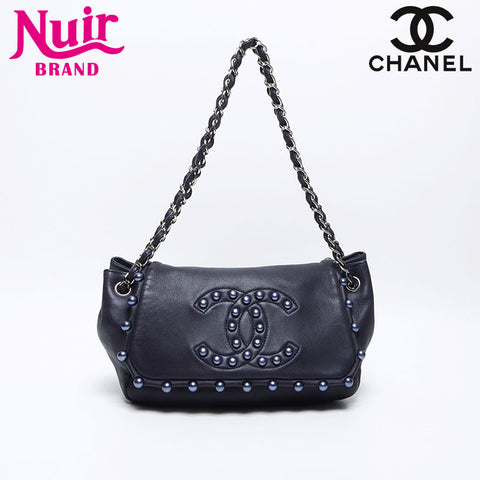 Chanel Chanel n ° 12 2008-2009 Motif Pearl Motif Coco Mark Bag Navy WS13981