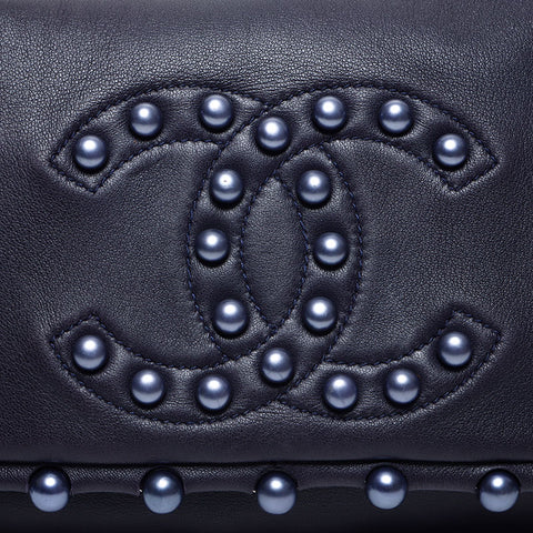 香奈儿香奈儿（Chanel Chanel）编号12 2008-2009珍珠图案可可标记肩袋海军WS13981