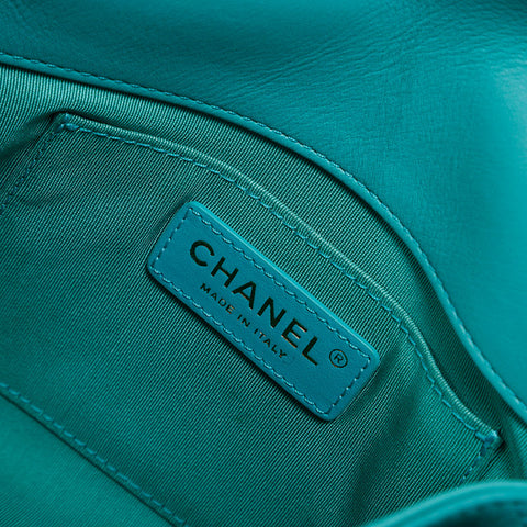 CHANEL 2018-2019 27th series Lambskin Wild Stitch Tote Bag green WS13983
