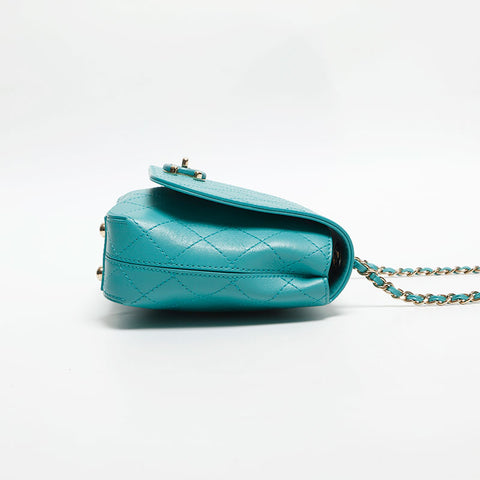 CHANEL 2018-2019 27th series Lambskin Wild Stitch Tote Bag green WS13983