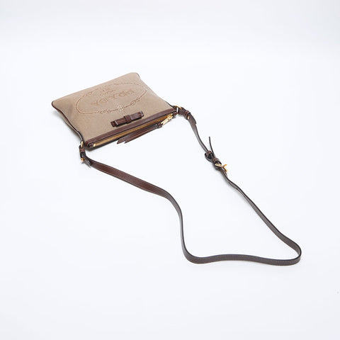 Prada Jacquard Logo Umhängetasche braun WS13984
