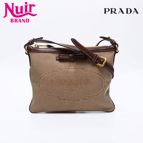 Prada Jacquard Logo Umhängetasche braun WS13984