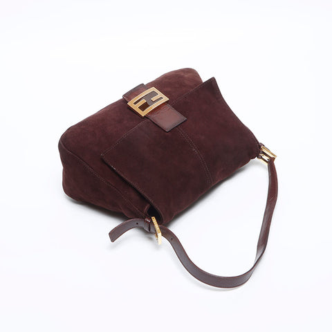 フェンディ FENDI マンマ バケット スエード ショルダーバッグ ブラウン WS13985