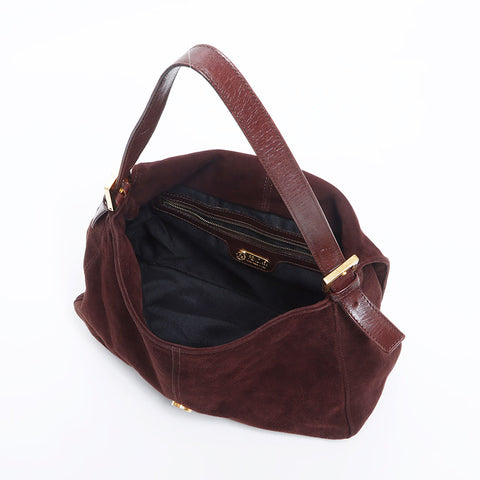 フェンディ FENDI マンマ バケット スエード ショルダーバッグ ブラウン WS13985