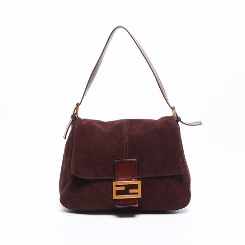 フェンディ FENDI マンマ バケット スエード ショルダーバッグ ブラウン WS13985