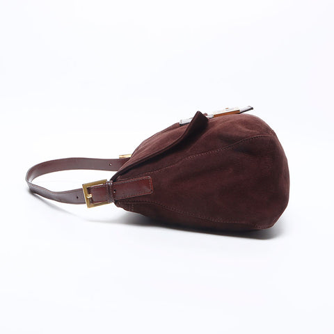 フェンディ FENDI マンマ バケット スエード ショルダーバッグ ブラウン WS13985