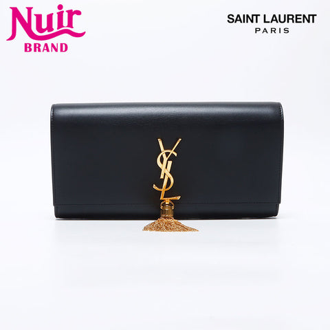 Yves Saint Laurent Yves Saint Laurent Tassel YSL Logo Clutch Bag Black WS13986