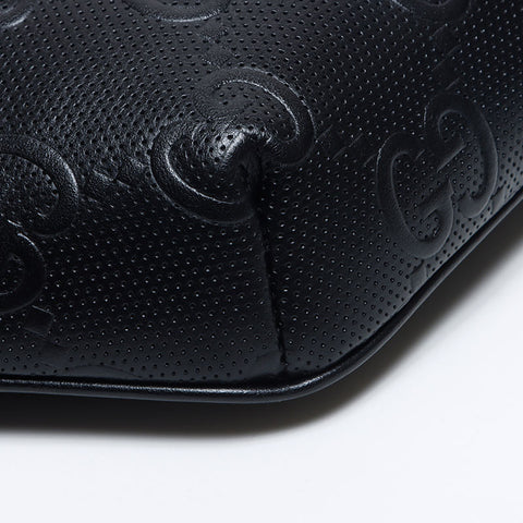 GUCCI GG Supreme Perforated Leather Shoulder Bag black WS13987