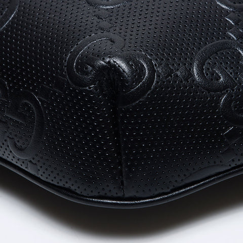 GUCCI GG Supreme Perforated Leather Shoulder Bag black WS13987