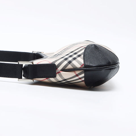 バーバリー BURBERRY ノバチェック キャンバス × レザー ワンショルダー ハンドバッグ ホワイト WS13990