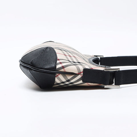 バーバリー BURBERRY ノバチェック キャンバス × レザー ワンショルダー ハンドバッグ ホワイト WS13990