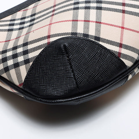 バーバリー BURBERRY ノバチェック キャンバス × レザー ワンショルダー ハンドバッグ ホワイト WS13990