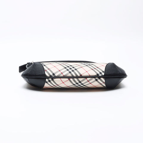 BURBERRY Nova check canvas x leather one belt Handbag white WS13990