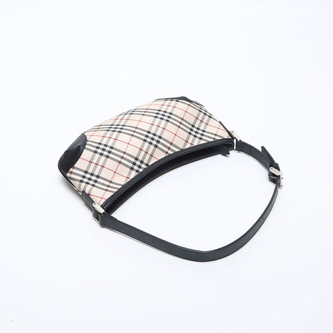 バーバリー BURBERRY ノバチェック キャンバス × レザー ワンショルダー ハンドバッグ ホワイト WS13990