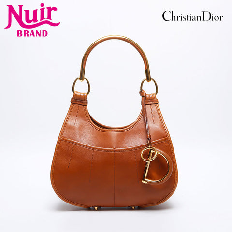 クリスチャンディオール Christian Dior レザー ロゴ チャーム トートバッグ ブラウン WS13991