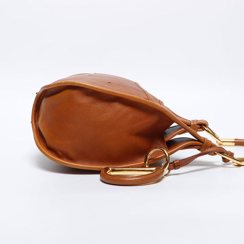 クリスチャンディオール Christian Dior レザー ロゴ チャーム トートバッグ ブラウン WS13991