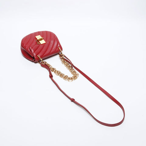 クロエ Chloe ドリュー レザー チェーン 2way ショルダーバッグ レッド WS13992