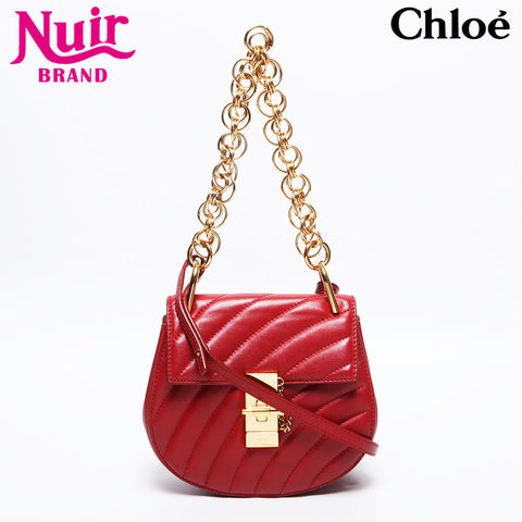 クロエ Chloe ドリュー レザー チェーン 2way ショルダーバッグ レッド WS13992