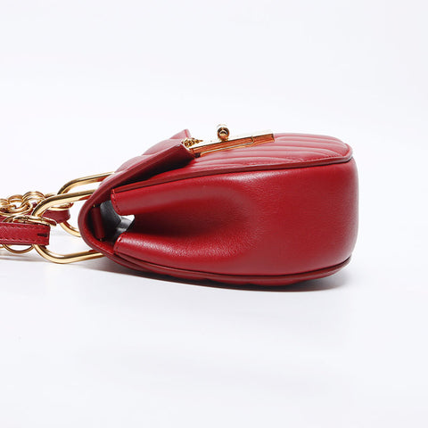 クロエ Chloe ドリュー レザー チェーン 2way ショルダーバッグ レッド WS13992