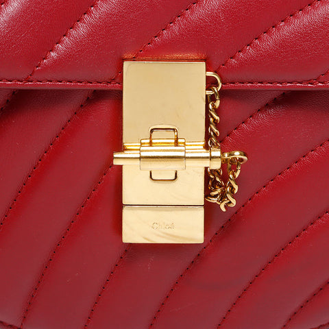 クロエ Chloe ドリュー レザー チェーン 2way ショルダーバッグ レッド WS13992