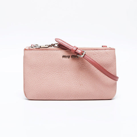 Miu Miu Leather Shoulder Bag Pink WS13993