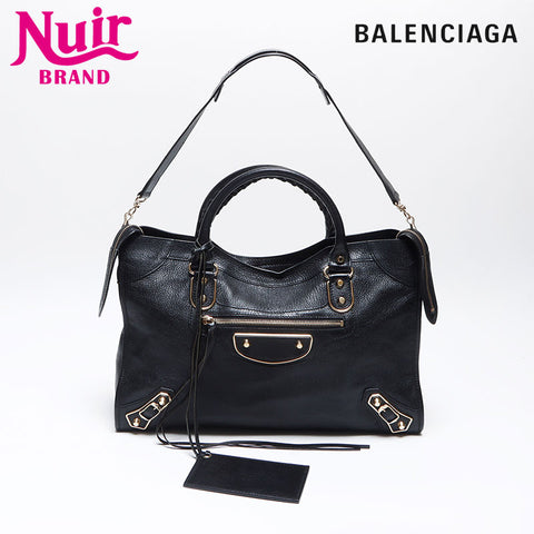 BALENCIAGA Metallic Edge City Shoulder Bag black WS13996