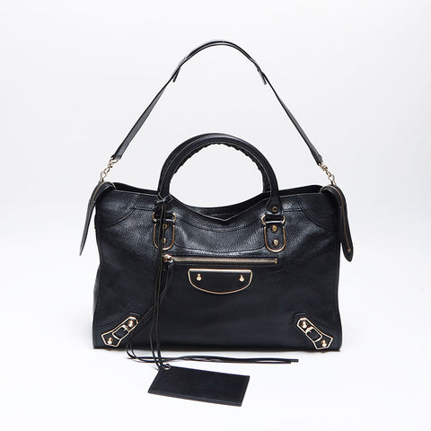 BALENCIAGA Metallic Edge City Shoulder Bag black WS13996