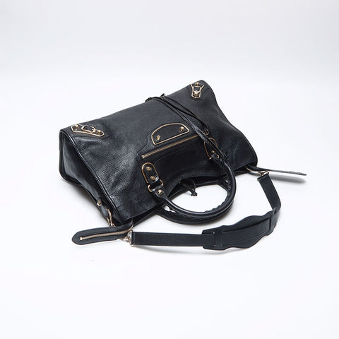 BALENCIAGA Metallic Edge City Shoulder Bag black WS13996