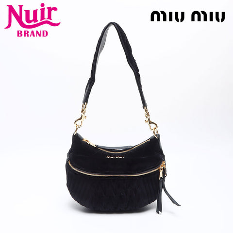 ミュウ ミュウ Miu Miu ベロア マテラッセ ショルダーバッグ ブラック WS13999
