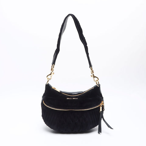 ミュウ ミュウ Miu Miu ベロア マテラッセ ショルダーバッグ ブラック WS13999