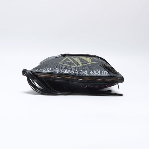 BALENCIAGA Graphic Leather Clutch bag black WS14001