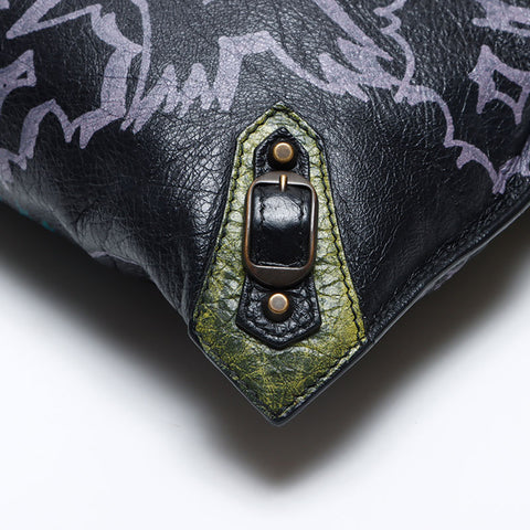 BALENCIAGA Graphic Leather Clutch bag black WS14001