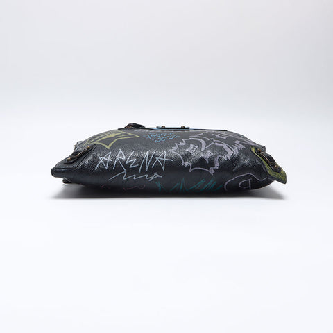 BALENCIAGA Graphic Leather Clutch bag black WS14001