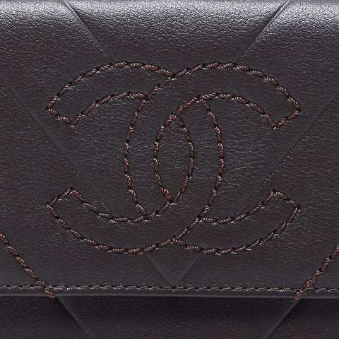 Chanel Chanel 10. Einheit 2005-2006 Coco-Marke Tri-Fold Wallet Braun WS14003