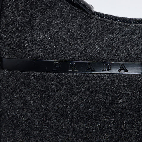 プラダ PRADA ウール ホーボー スポーツ ハンドバッグ グレー WS14009