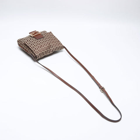 FENDI Zucchino Canvas Mamma Shoulder Bag Brown WS14010