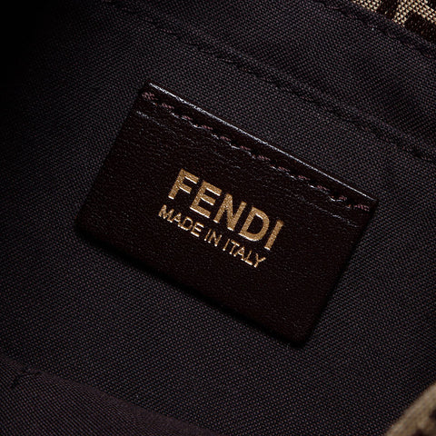 FENDI Zucchino Canvas Mamma Shoulder Bag Brown WS14010