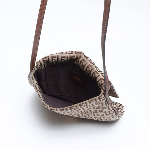 FENDI Zucchino Canvas Mamma Shoulder Bag Brown WS14010