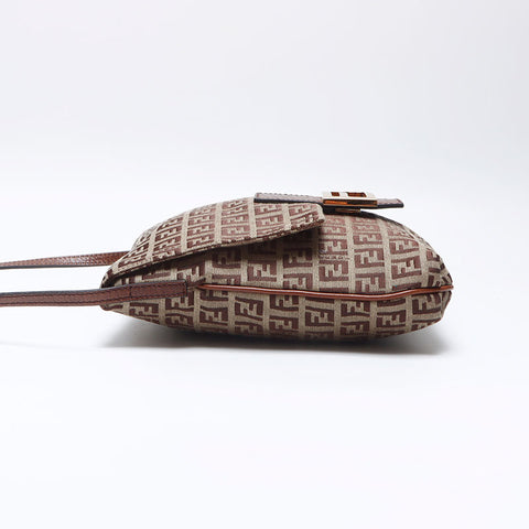FENDI Zucchino Canvas Mamma Shoulder Bag Brown WS14010