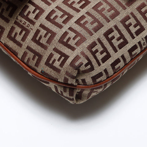 FENDI Zucchino Canvas Mamma Shoulder Bag Brown WS14010