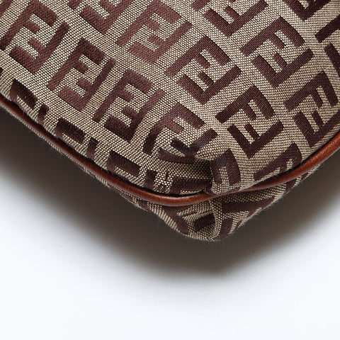 FENDI Zucchino Canvas Mamma Shoulder Bag Brown WS14010