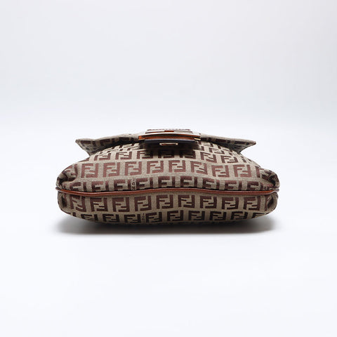 FENDI Zucchino Canvas Mamma Shoulder Bag Brown WS14010