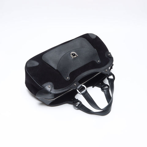 Salvatore Ferragamo Suede Gancini Handbag black WS14011