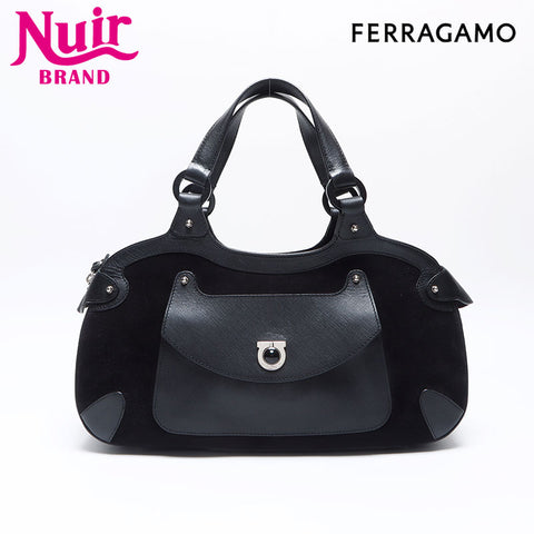Salvatore Ferragamo Suede Gancini Handbag black WS14011