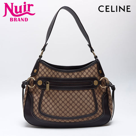 セリーヌ CELINE マカダム キャンバス ハンドバッグ ブラウン WS14012