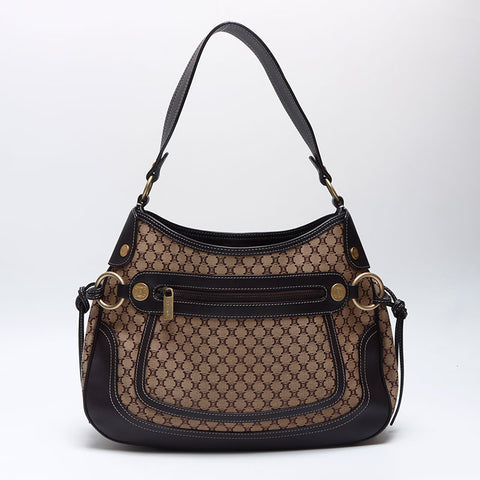セリーヌ CELINE マカダム キャンバス ハンドバッグ ブラウン WS14012